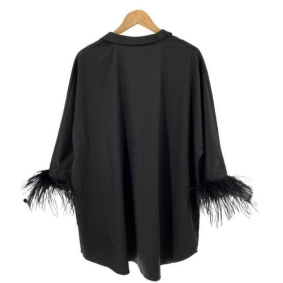 Tuckernuck | NEW Black Feather Willow Collared Women's Poplin Blouse Top Size L - Picture 9 of 13